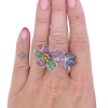 Convertible 3.14ctw Sapphire & Tsavorite Pave Flower & Beetle Ring 14K Converted worn (2)