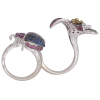 Convertible 3.14ctw Sapphire & Tsavorite Pave Flower & Beetle Ring 14K converted profile