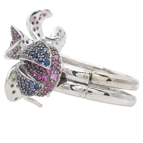 Convertible 3.14ctw Sapphire & Tsavorite Pave Flower & Beetle Ring 14K side 1