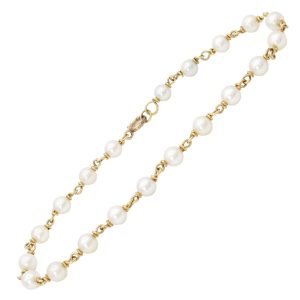 Cultured Pearl Bracelet 14K Gold 8.25 Length