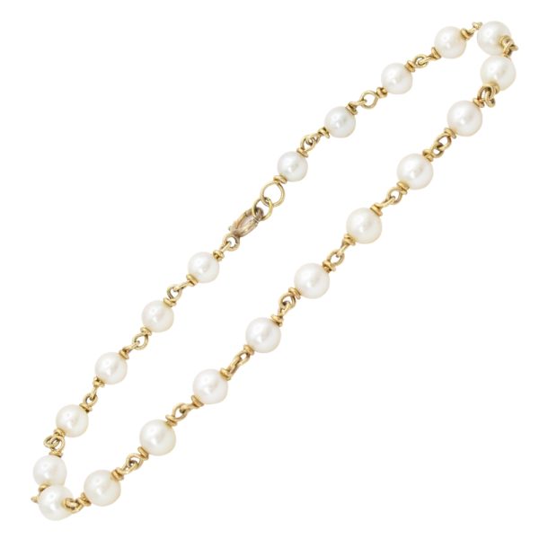 Cultured Pearl Bracelet 14K Gold 8.25 Length