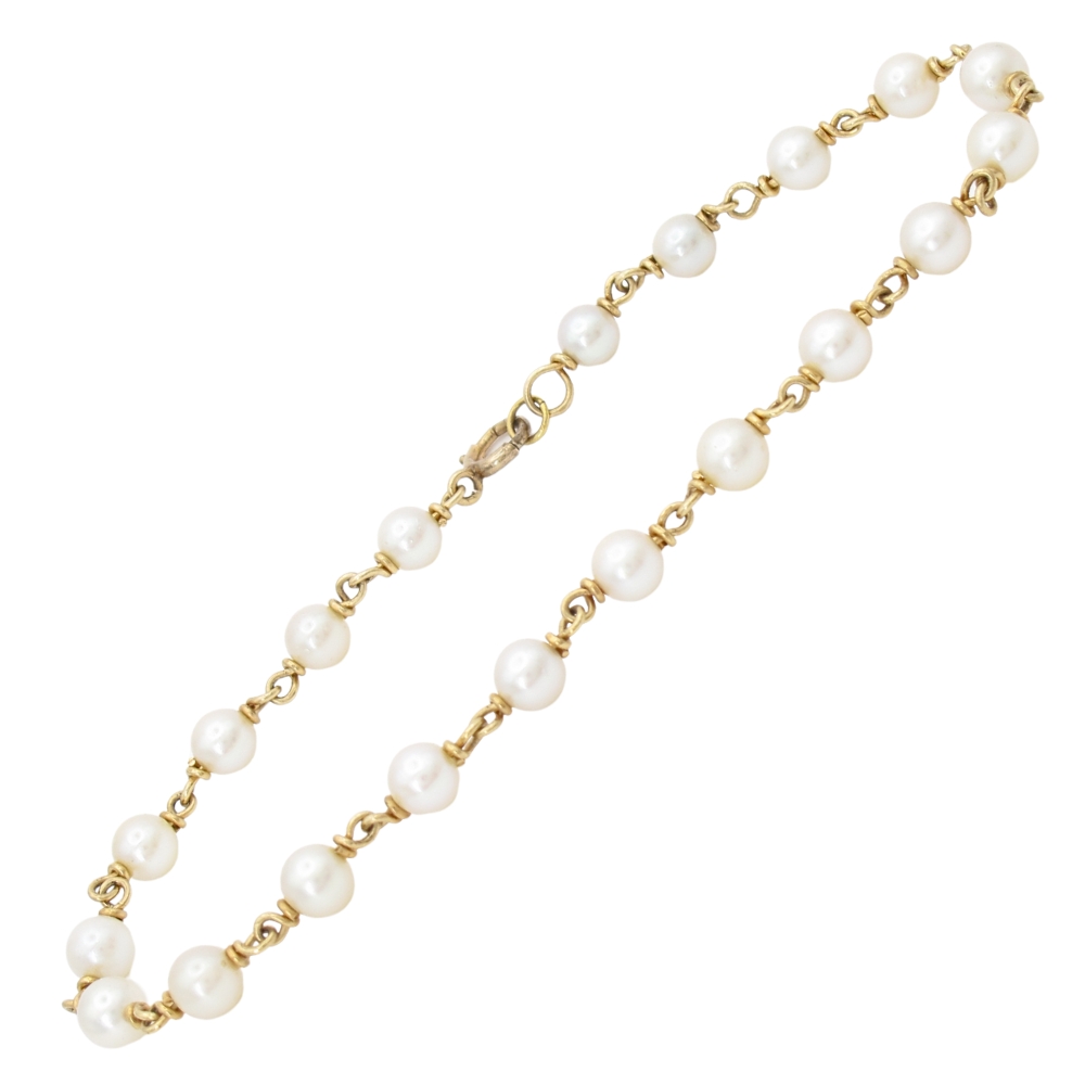 Cultured Pearl Bracelet 14K Gold 8.25″ Length