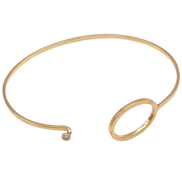 Diamond Accent Bangle Bracelet 14K Gold open