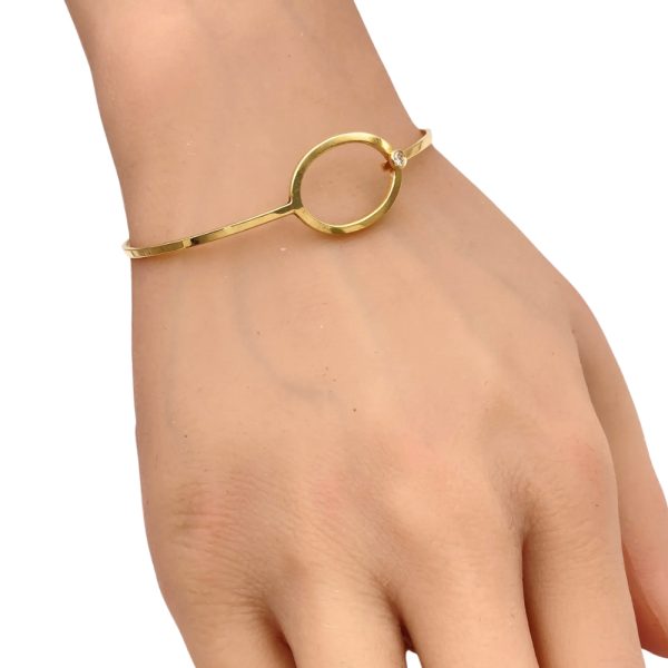 Diamond Accent Bangle Bracelet 14K Gold worn