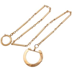 Edwardian Era Watch Chain 14K Gold 14 Length full