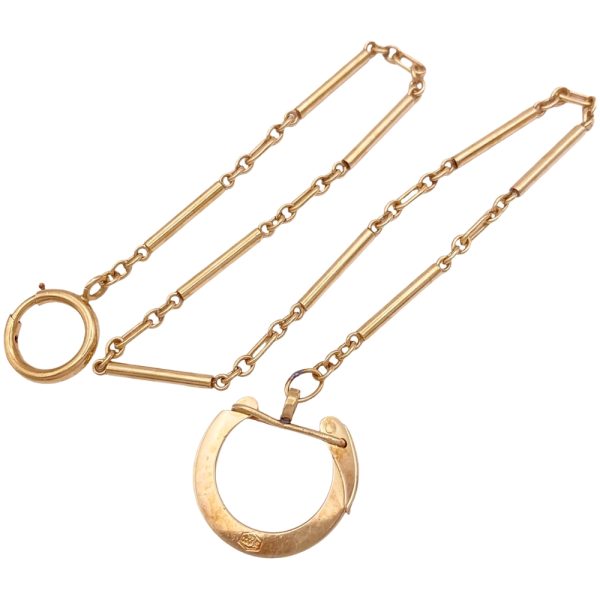Edwardian Era Watch Chain 14K Gold 14 Length full