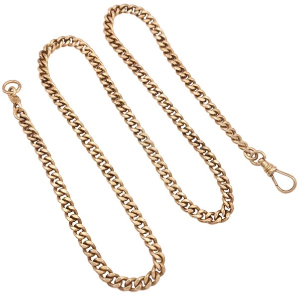 Edwardian Watch Chain Necklace 14K Solid Curb Link 22 Length full