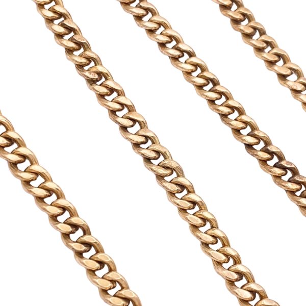 Edwardian Watch Chain Necklace 14K Solid Curb Link 22 Length links