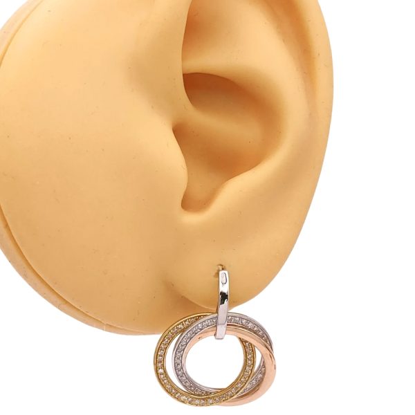 Effy 1.0ctw Diamond Rolling Circle Earrings 14K Gold worn
