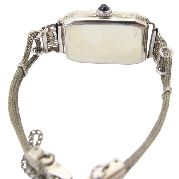 Elgin Sapphire & Diamond Ladies Art Deco Watch 18K back