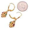 Etruscan Revival Ruby & Emerald Earrings 14K Gold size