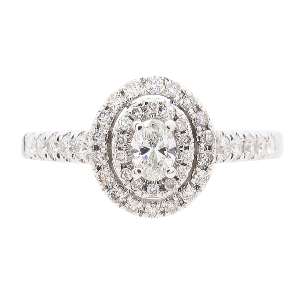 .54ctw Oval Diamond Double Halo Engagement Ring 14K