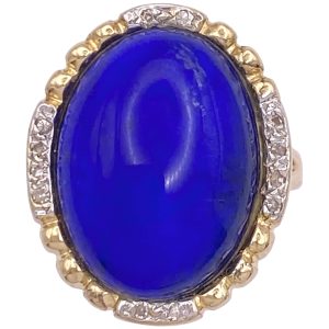 Lapis Lazuli Ring with Diamond Accents 14K Gold