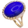 Lapis Lazuli Ring with Diamond Accents 14K Gold side
