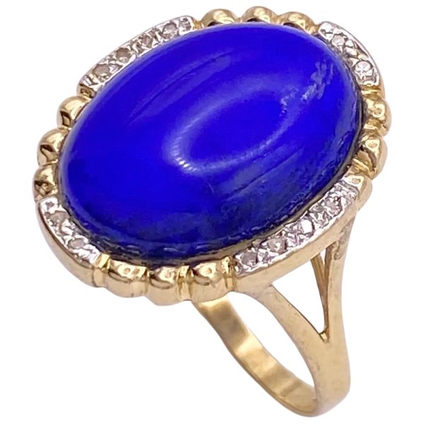 Lapis Lazuli Ring with Diamond Accents 14K Gold side