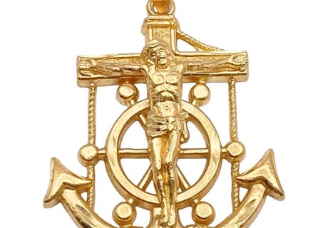 Mariners Cross Crucifix Pendant 14K Gold