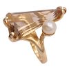 Modernist Smoky Quartz Ring with Cultured Pearl Accent 14K Gold side