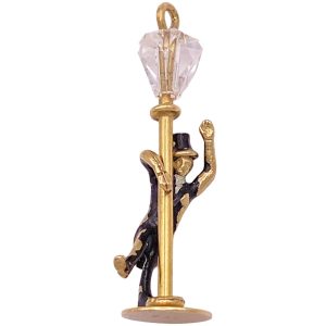 Moving Lamp Post With Dapper Gentleman Reveler Charm 14K Gold