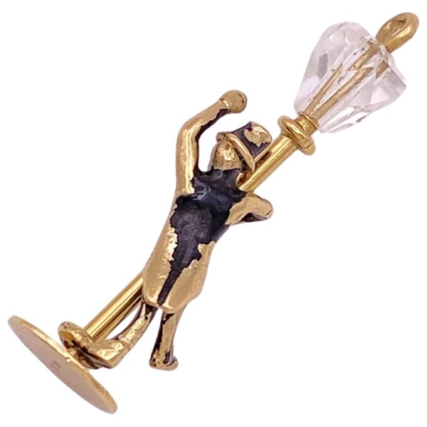 Moving Lamp Post With Dapper Gentleman Reveler Charm 14K Gold back