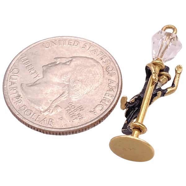 Moving Lamp Post With Dapper Gentleman Reveler Charm 14K Gold size
