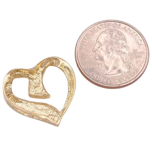 Opal Inlay Floating Heart Pendant 14K Gold back