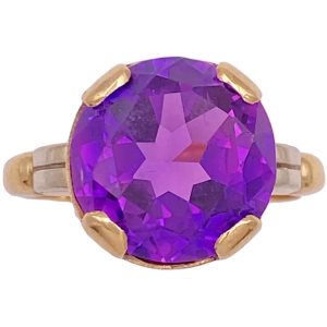 Retro 8.78ct Lab Purple Sapphire Ring 14K Gold