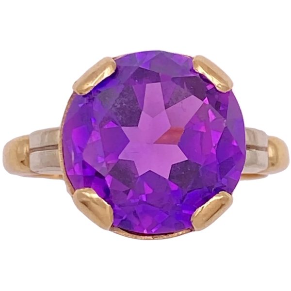 Retro 8.78ct Lab Purple Sapphire Ring 14K Gold