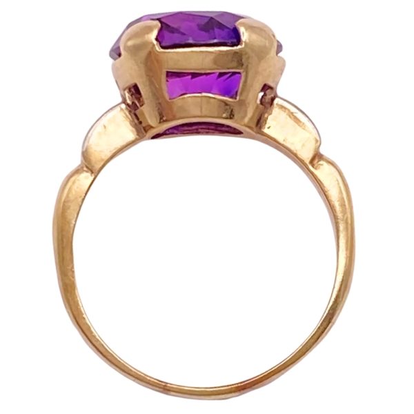 Retro 8.78ct Lab Purple Sapphire Ring 14K Gold profile