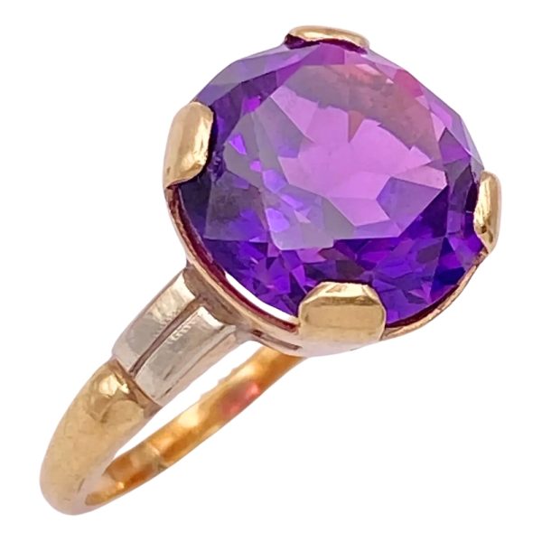 Retro 8.78ct Lab Purple Sapphire Ring 14K Gold side