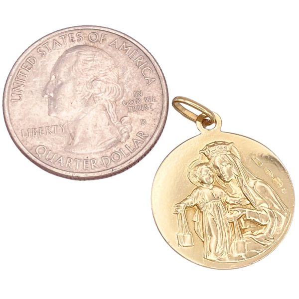 Reversible Faith Medallion 18K Gold Pendant size
