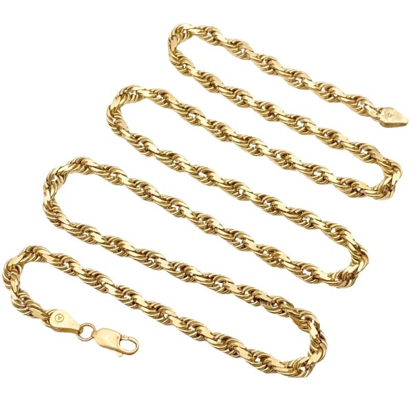 Solid Rope Chain Necklace 14K Gold 23.5 Length full