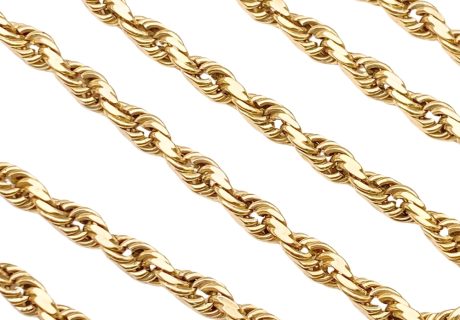 Solid Rope Chain Necklace 14K Gold 23.5 Length links