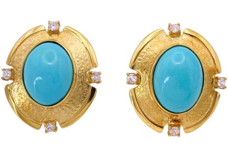 Turquoise Statement Earrings 14K Gold