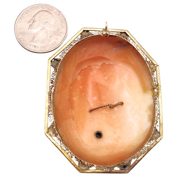 Victorian Cameo Pendant with Diamond Habille 14K Gold back
