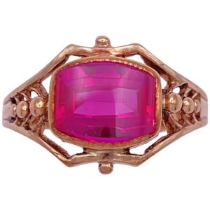 Victorian Era Lab Ruby Ring 10K Rose Gold