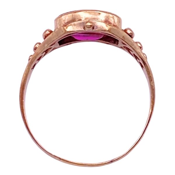 Victorian Era Lab Ruby Ring 10K Rose Gold profile