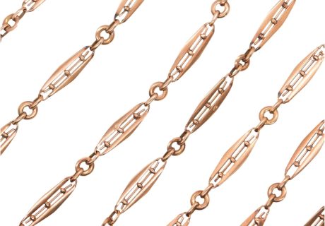 Victorian Muff Guard Necklace 14K Rose Gold 71 Length close up