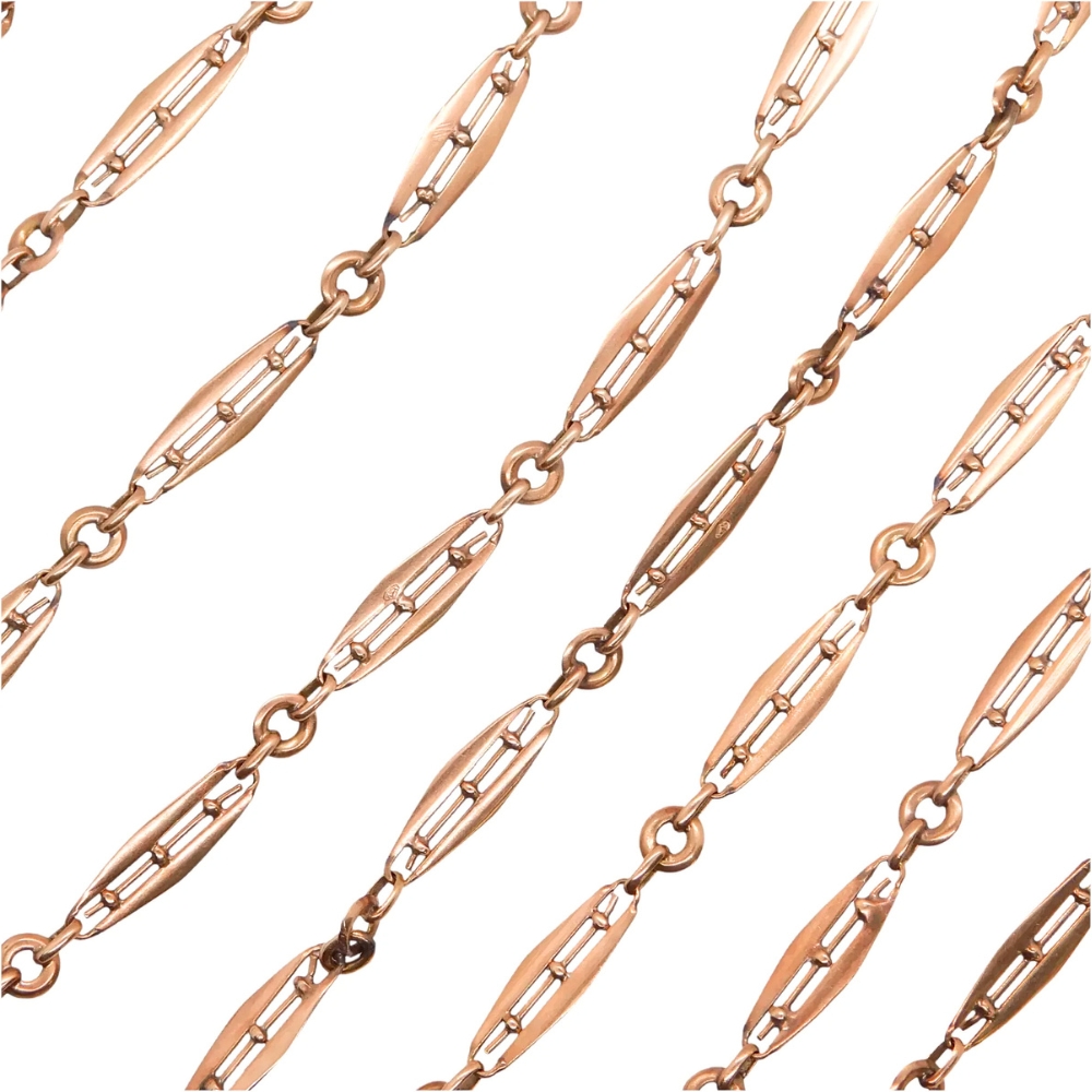 Victorian Muff Guard Necklace 14K Rose Gold 71″ Length