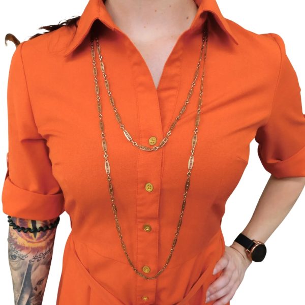 Victorian Muff Guard Necklace 14K Rose Gold 71 Length double wrapped