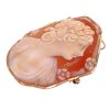 Victorian Revival Carved Cameo Pendant Brooch 14K Gold side