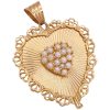Vintage Cultured Pearl Heart Pendant 14K Gold