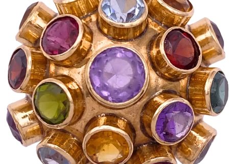 Vintage Gemstone Sputnik Ring 14K Gold