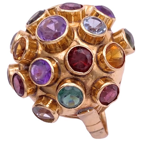 Vintage Gemstone Sputnik Ring 14K Gold side