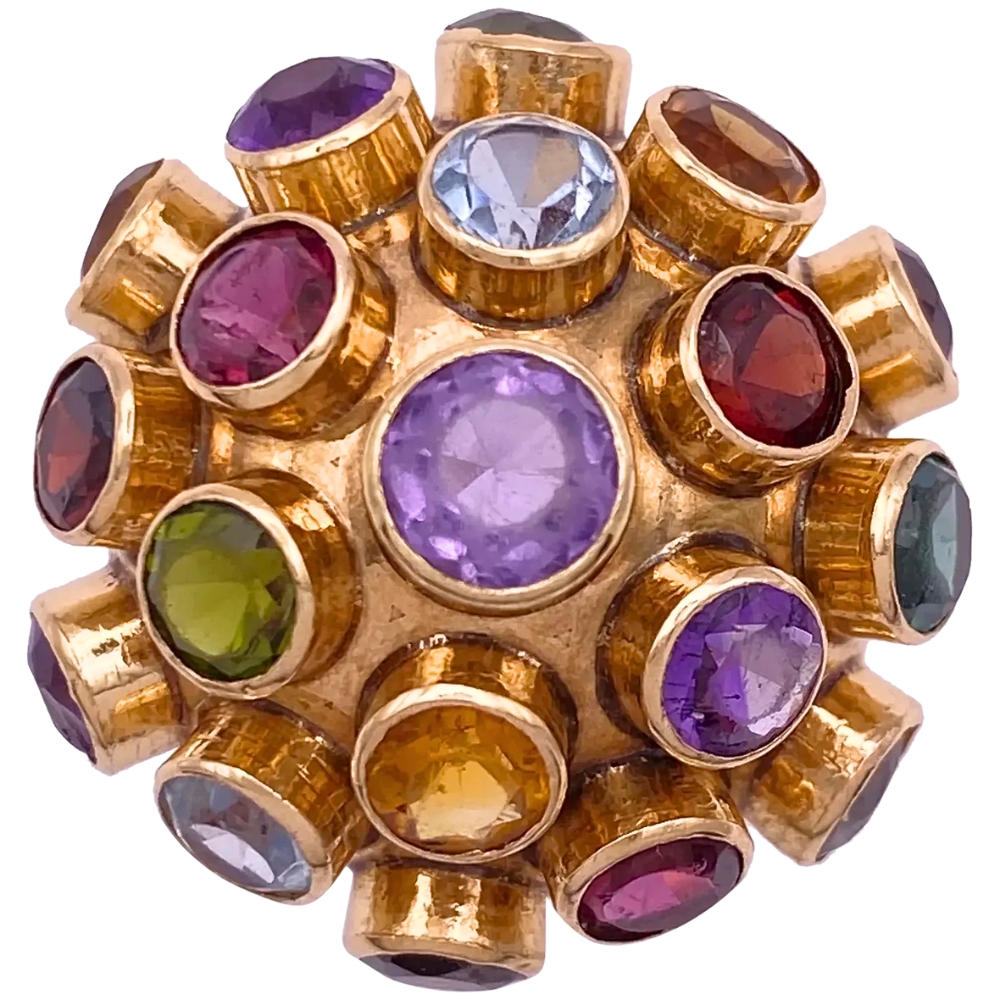 Vintage Gemstone Sputnik Ring 14K Gold