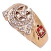 Vintage Shriners Ring with Diamond & Enamel Accents 14K Gold side