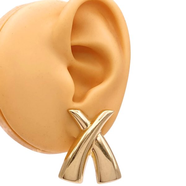 X Kiss Statement Earrings 14K Gold worn