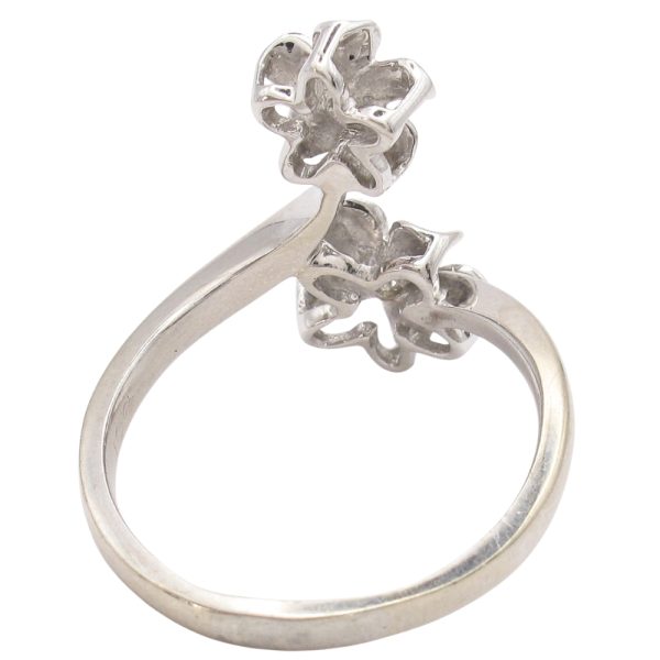 0.06ctw Diamond Plumeria Flower Ring 14K White Gold back