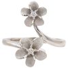 0.06ctw Diamond Plumeria Flower Ring 14K White Gold front up