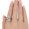 0.06ctw Diamond Plumeria Flower Ring 14K White Gold worn