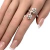 0.06ctw Diamond Plumeria Flower Ring 14K White Gold worn
